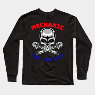 Skull Wrenches Mechanic for the Win RWB Long Sleeve T-Shirt